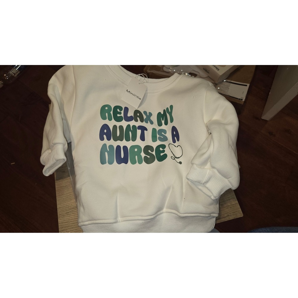 MiniOlie Toddler Relax My Aunt Is A Nurse‎ Sweatshirt and Pants Set 2-3T NWT
